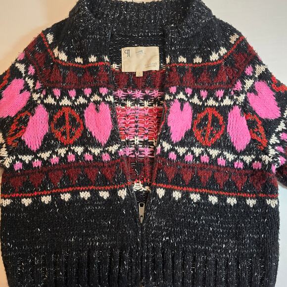 Pilcro by Anthropologie Peace Love Icon Zip Up Sweater Retails $168 - Picture 6 of 12